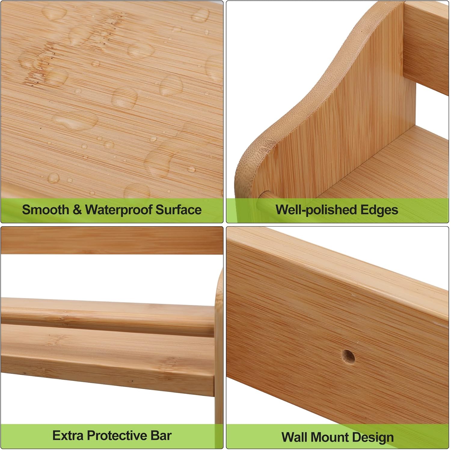 3 Tier Bamboo Spice Rack, Seasoning Jars Rack Shelf Spice Organizer for Kitchen Counter or Wall Mounting - Image 7