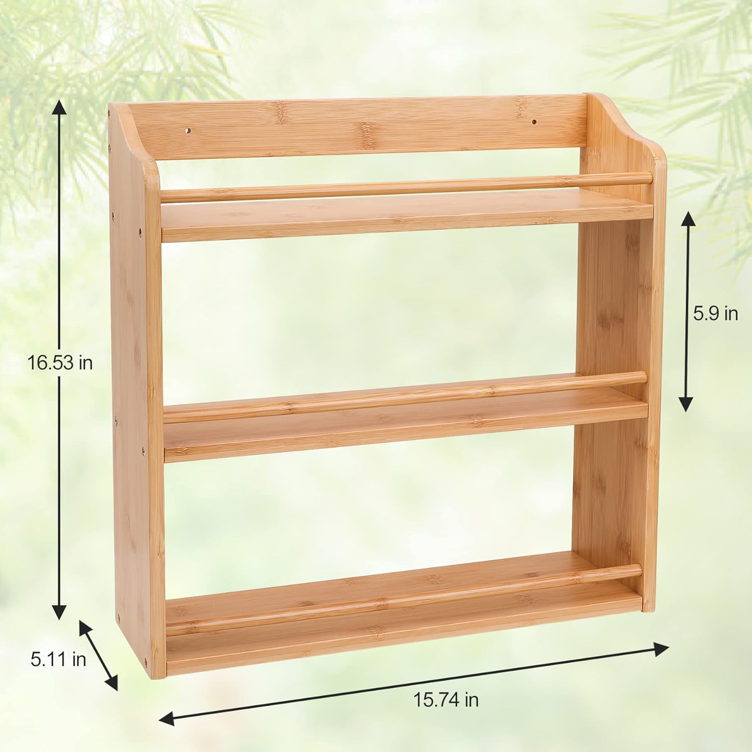 3 Tier Bamboo Spice Rack, Seasoning Jars Rack Shelf Spice Organizer for Kitchen Counter or Wall Mounting - Image 8