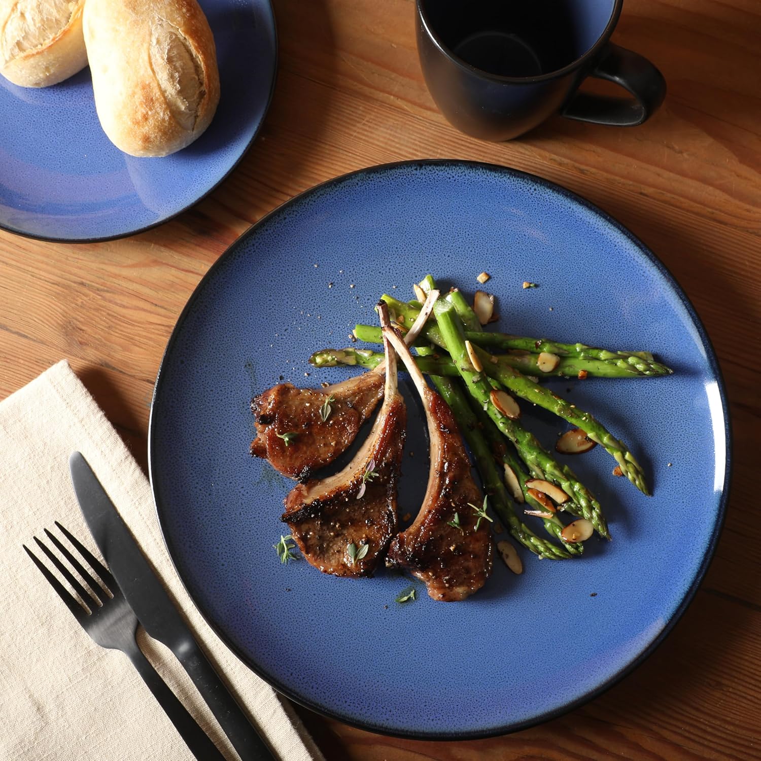 Gibson Elite Soho Lounge Round Reactive Glaze Stoneware Dinnerware Set, Service for 4 (16pc), Blue, Soho Round. - Image 7