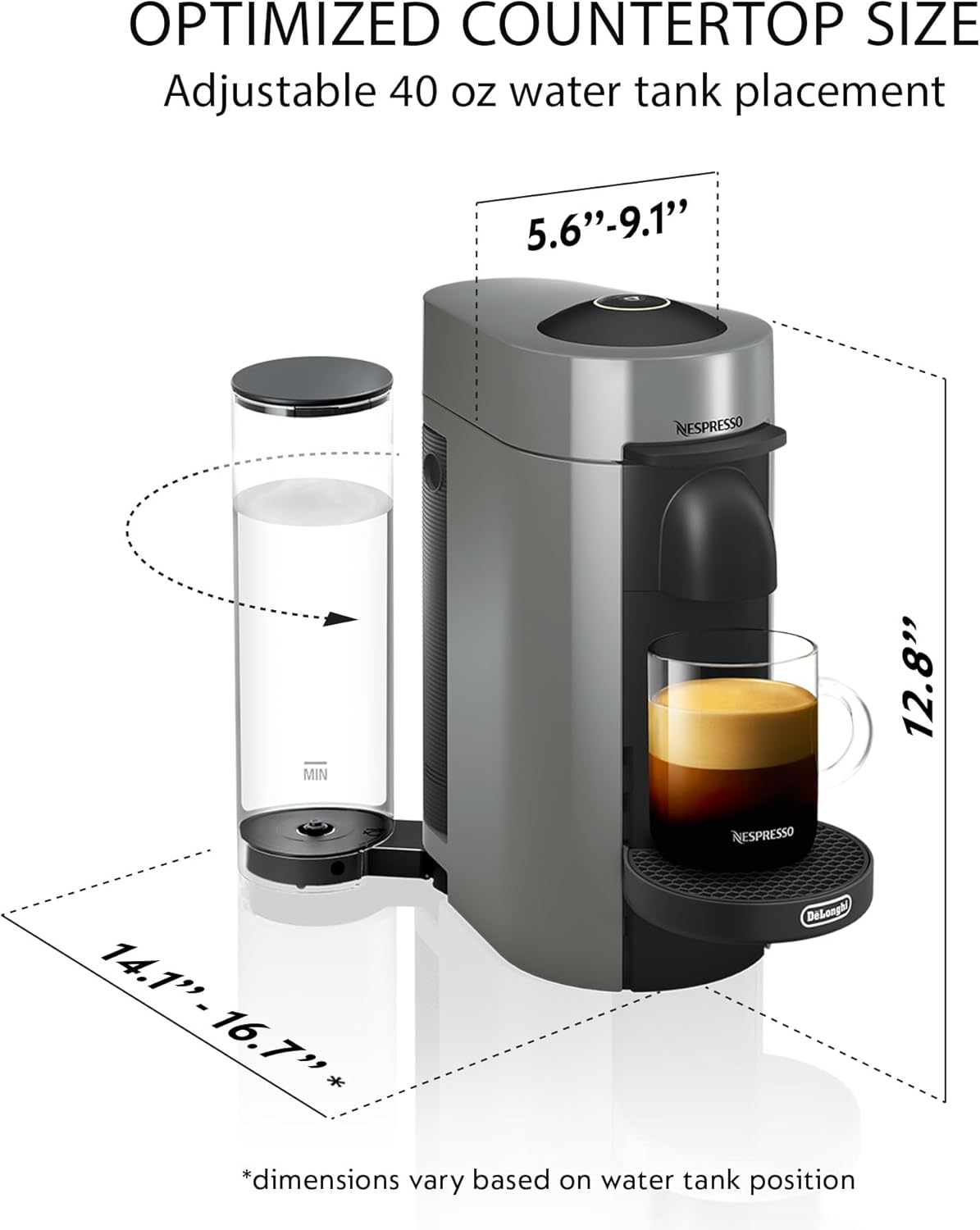 Nespresso Vertuo Plus Coffee and Espresso Maker by De'Longhi, Grey - Image 3